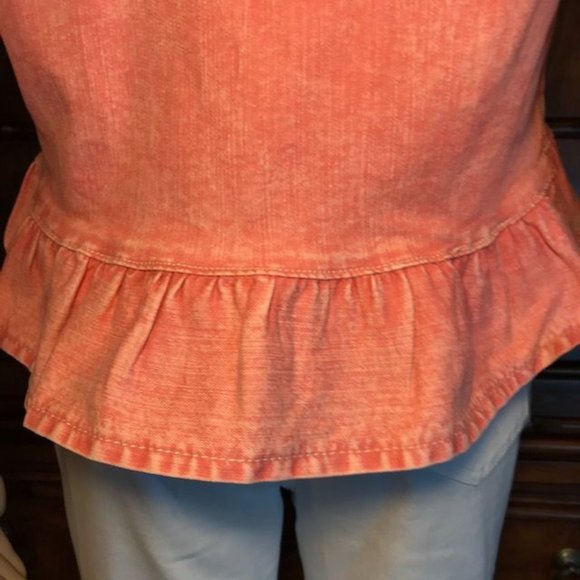 DG2 Snow Wash Ruffle Hem Stretch Denim Jacket - Picture 12 of 14